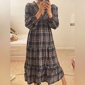 Max Studio Plaid Long Sleeve Dress